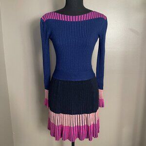 Pinko "Francese" Colorblock Ribbed Knit Mini Dress (XS)